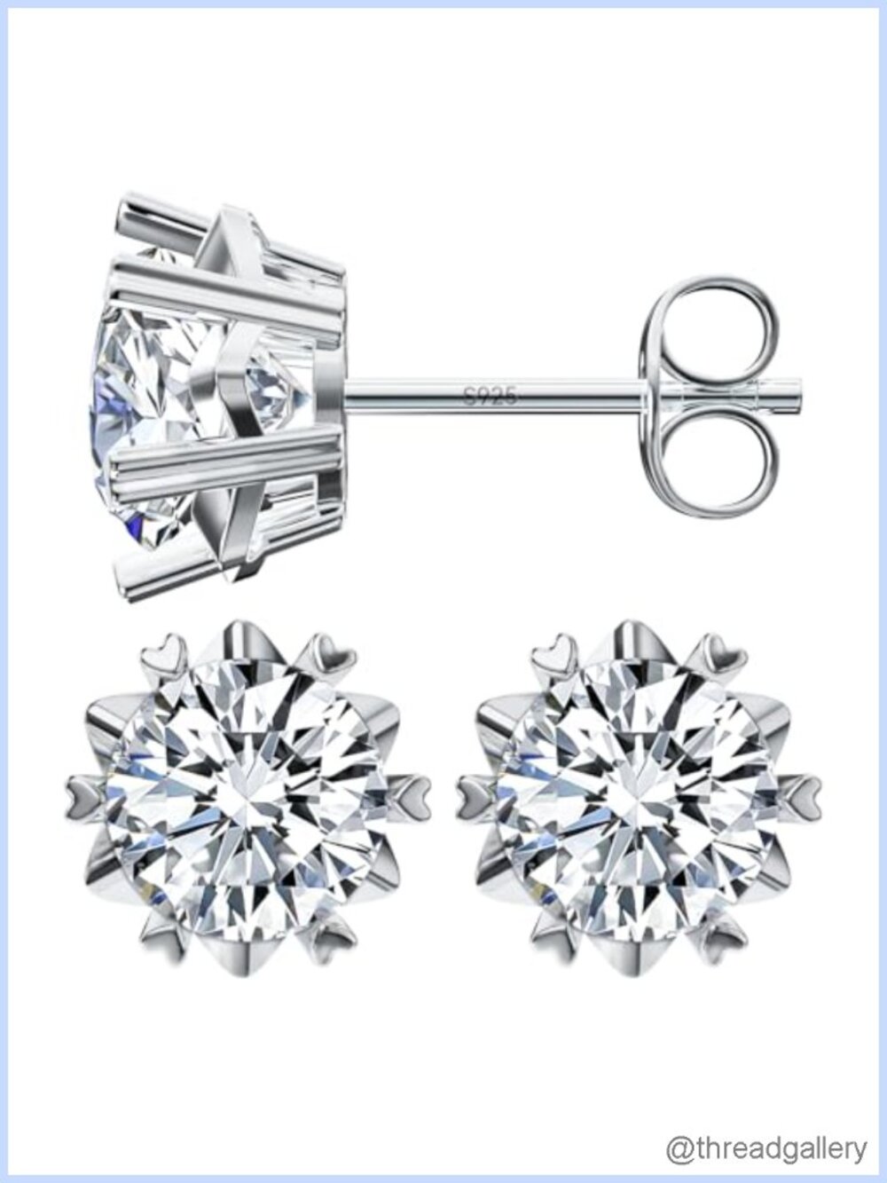 Moissanite Stud Earrings Snowflake 925 Sterling Silver 18k Gold Plated